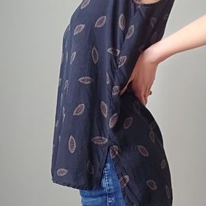 Pure Silk Leaf Print Blouse Top